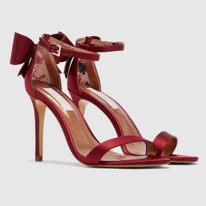 Ted Baker Bowtifl Satin Bow Heels in Berry Size 10